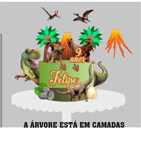 Arquivo de Corte Topo de Bolo Dinossauro Jurassic