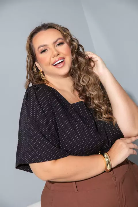 Blusa Grasse Manga 3/4 com Detalhe em Amarração | Thays Balla - comprar online