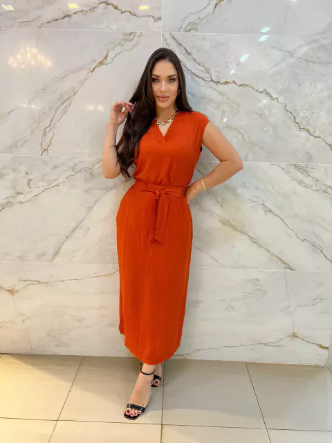 Saia Anabelle Midi em Viscocrepe com Forro, Amarração em Cinto e Lastex na Cintura | Thays Balla - comprar online