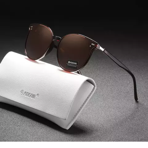 Óculos de sol polarizado redondo TR90, com frete grátis. Óculos de sol feminino com estilo, unindo proteção polarizado a um design redondo elegante em TR90 leve e resistente para um visual moderno.