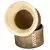Vista superior inclinada de mate de calabaza pulida con base de cuero artesanal.