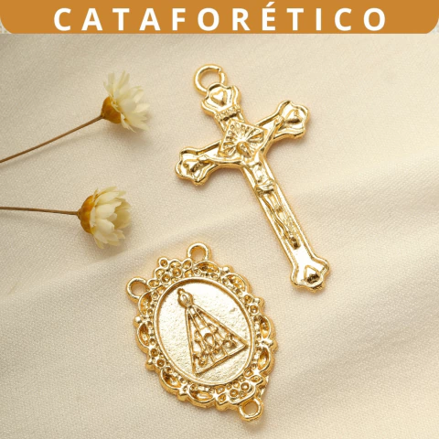 Kit Nossa Senhora Aparecida Cataforético | 10 Entremeios e 10 Crucifixos Jerusalém Para Terço - comprar online