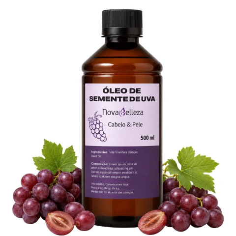 Óleo de Semente de Uva 100% Vegetal Cabelos e Pele