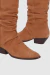 Bota de Cano Médio Slouch em Couro Caramelo e Salto Bloco - Luiza Barcelos - loja online