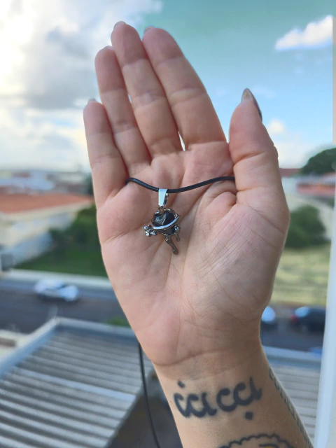 Colar Coração Traçado Roxo