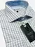 Camisa Alfaiataria Branca Xadrez Azul