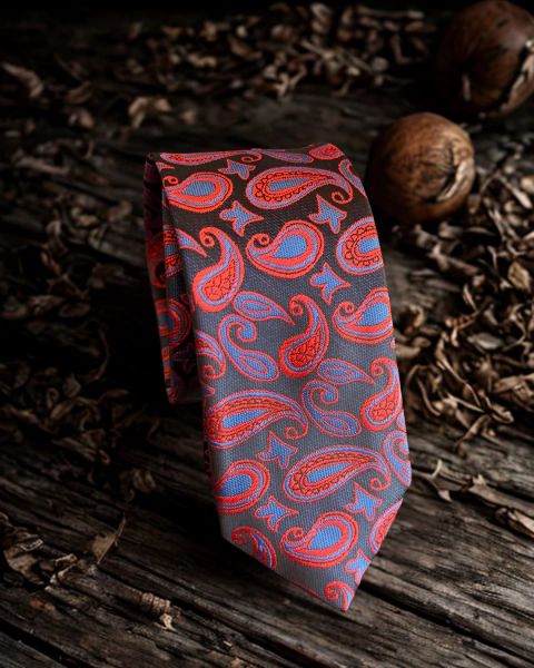 Gravata 2400 fios - Azul Detalhes Azuis - comprar online