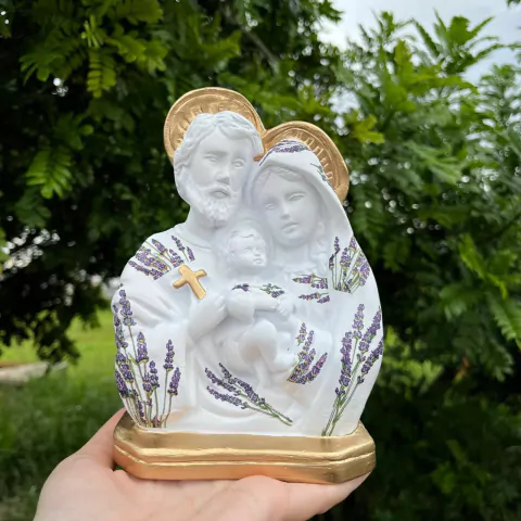 Kit 4 Sagrada Família 17cm Decoupage Azul Delicada / Lembrança para Padrinhos / Lembrança de Casamento