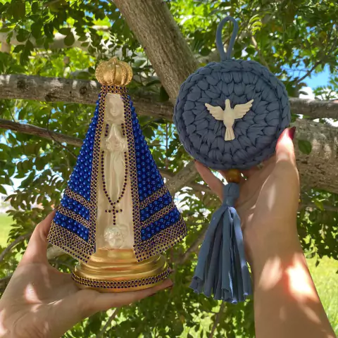 Kit Mandala De Crochê e Imagem De Nossa Senhora Aparecida