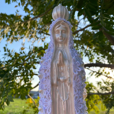 Imagem Nossa Senhora de Fatima 30 cm de Gupir e Pérolas