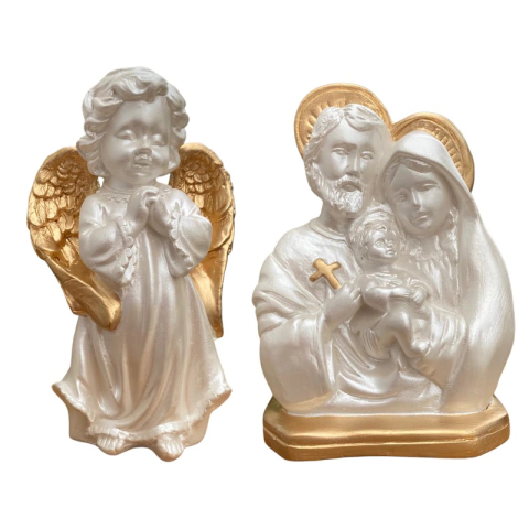 Kit Proteção Divina / Sagrada Família e Anjo da Guarda / Lembrança Católica
