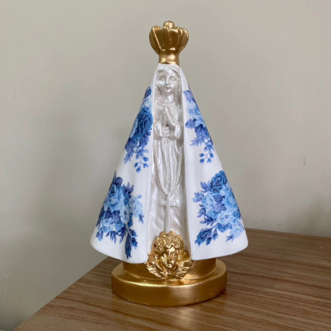 Lembrança Imagem Nossa Senhora Aparecida 24cm Delicada Azul