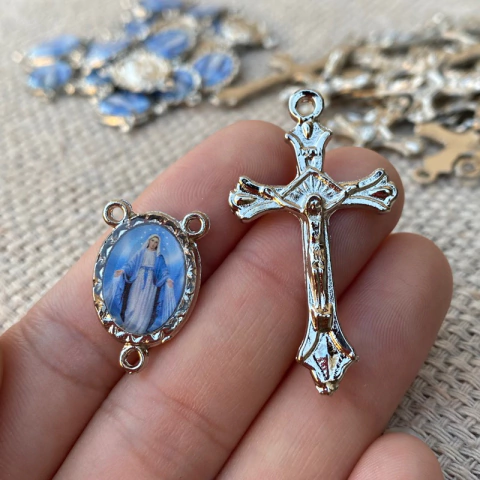 Kit 10 Entremeio Nossa Senhora Das Graças e 10 Cruz / Confecção Terço