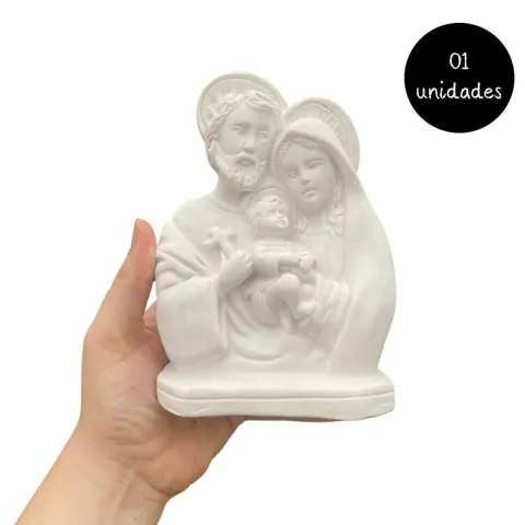 Imagem Sagrada Família 17cm Em Gesso Cru/Para Customizar