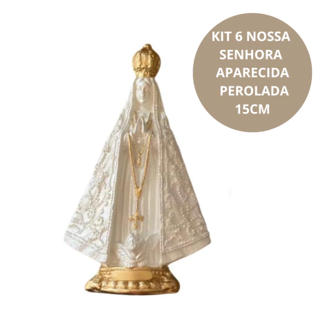 Kit 6 Nossa Senhora Aparecida 15cm/ Perolada
