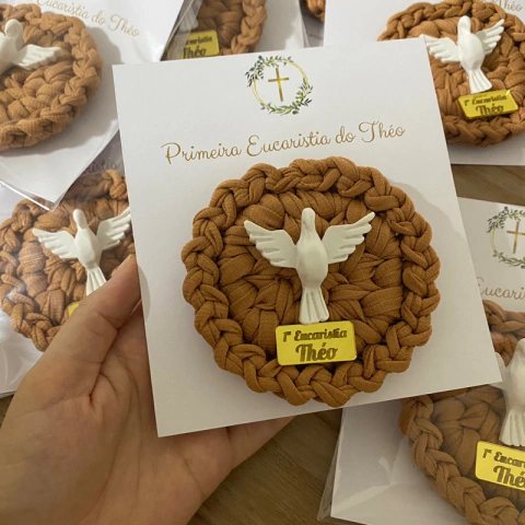 Kit 10 Mandala Lembrança de Primeira Eucaristia Personalizada / Primeira Comunhão / Mandala Enfeite de Porta e de Carro