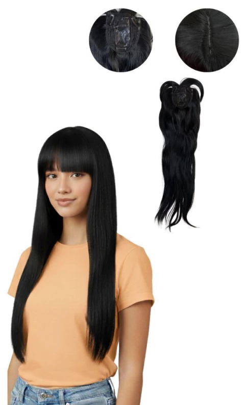 Prótese Topo Capilar Priscila Fibra Lisa com Franja - comprar online