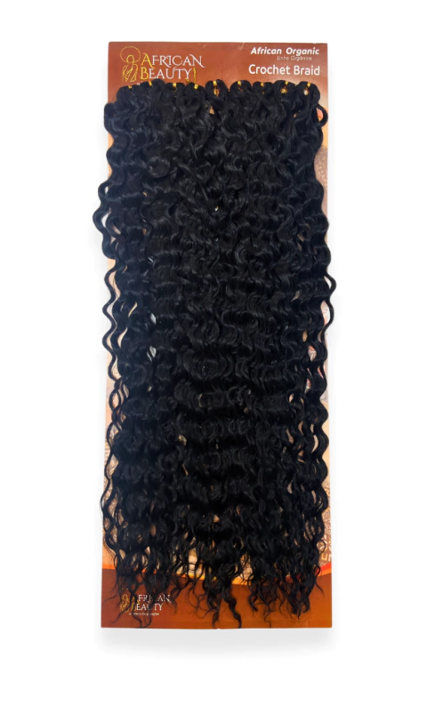 Cartela de fibra bio orgânica preta com textura cacheada para crochet braids e tranças