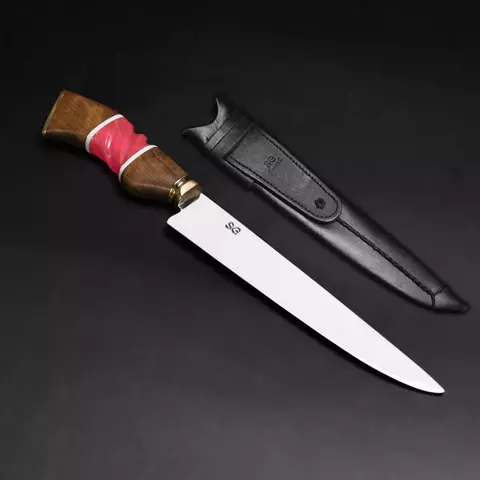 Faca Joana D’Arc 8” – Aço Inox 420C Cabo de Madeira e Resina Rosa