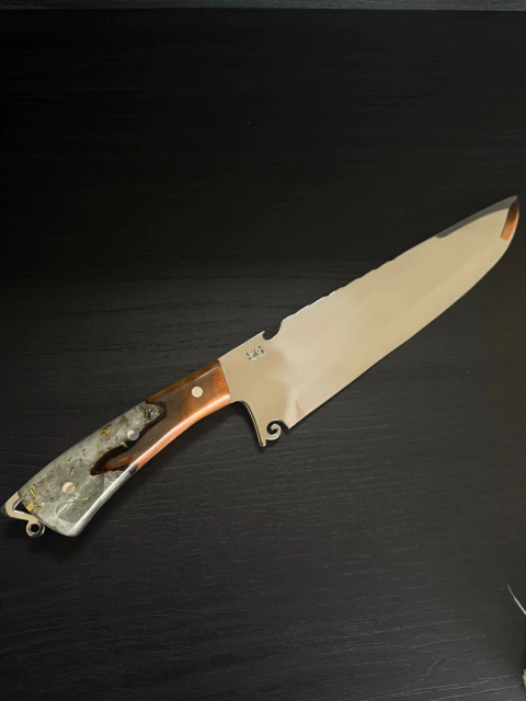 Faca Picanheira Picaço Inox 3mm Cabo Madeira e Resina