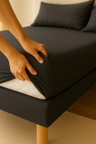 Sábana Ajustable 300 Hilos Queen 160x200 Cotton Touch Color Gris Oscuro Diseño De La Tela Liso