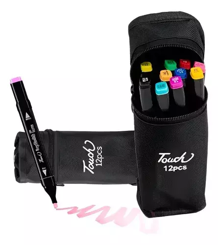 12 Cores Caneta Marcadora canetinhas coloridas Kit Com Ponta Dupla/marcador touch - comprar online