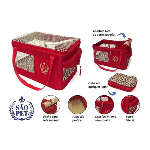 Bolsa De Transporte Aerial Pet Vermelho São Pet 36x33x23cm