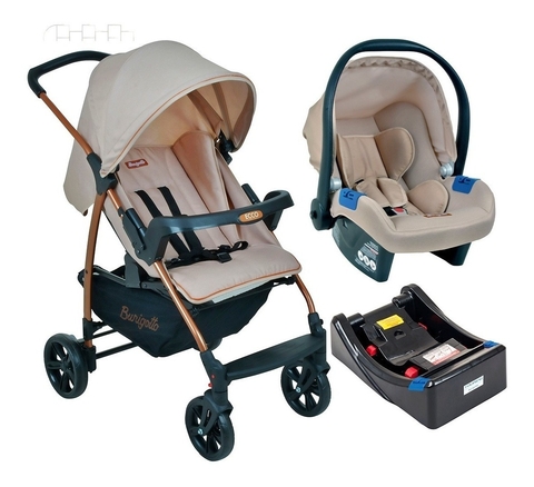 Carrinho Ecco Burigotto + Bebê Conforto Touring X + Base