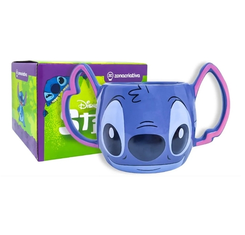 Caneca 450ml 3d Stitch Ohana Alça Dupla