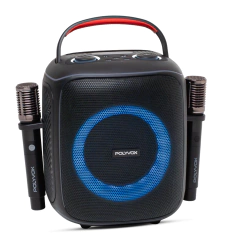 Caixa de Som Karaokê Polyvox XK-1 – 160W RMS com Microfones inclusos e Show de Luzes