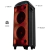 Torre de som amplificada Polyvox Torre XT-990 TWS Bluetooth com LEDs vermelhos acesos, exibindo dimensões e peso ao lado