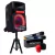 Kit de som amplificada Bluetooth Polyvox XC-812T 600W com caixa de som preta em tripé, dois microfones sem fio e capas de espuma vermelha e preta