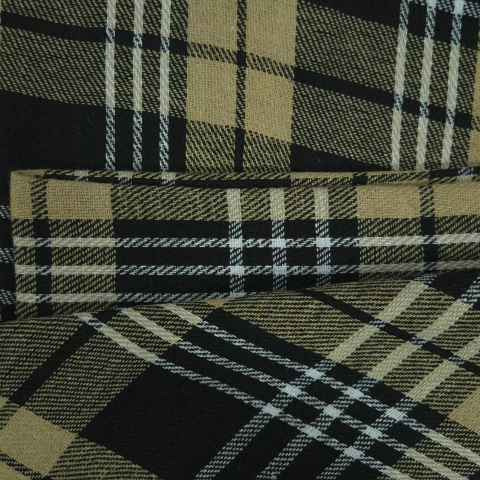 TECIDO FLANELA XADREZ (CACHÁ) - AMARELO COM PRETO E LISTRAS BRANCAS - comprar online