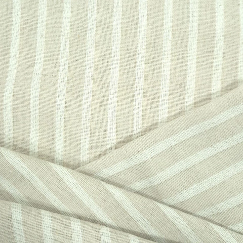 TECIDO LINHO MISTO TRABALHADO - LISTRADO BEGE - comprar online