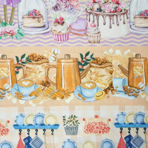 TECIDO TRICOLINE ESTAMPADA - BULÊ DE CAFÈ - comprar online