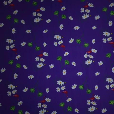 TECIDO VISCOSE ESTAMPADA - FLAMINGO E FLORES - comprar online