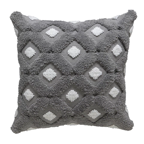 CAPA DE ALMOFADA FELPUDA - CINZA ESCURO COM LOSANGOS BRANCOS - comprar online
