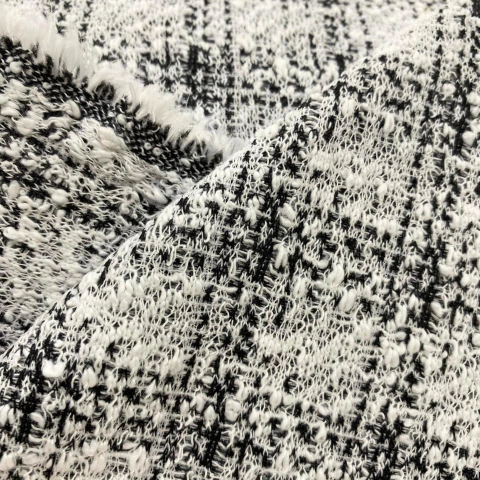 TECIDO TWEED CHANEL - BRANCO/PRETO - comprar online
