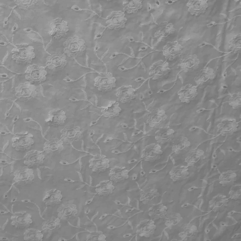 TECIDO LAISE 3D 100% ALGODÃO - RAMOS DE FLORES OFF WHITE / FUNDO BRANCO - comprar online