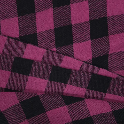 TECIDO FLANELA XADREZ (CACHÁ) - ROSA PINK COM QUADRADOS PRETOS - comprar online