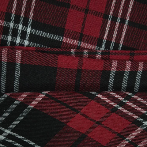 TECIDO FLANELA XADREZ (CACHÁ) - VERMELHO COM LISTRAS BRANCAS - comprar online