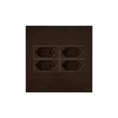 CONJ 4 TOMADAS 10A 2P+T 250V RECTA SATIN CHOCOLATE BLUX 4X4 - comprar online