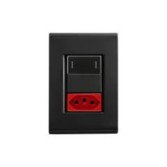 CONJ 1 INTERRUPTOR PARALELO + TOMADA 20A VERMELHA LIZ GRAFITE TRAMONTINA - comprar online