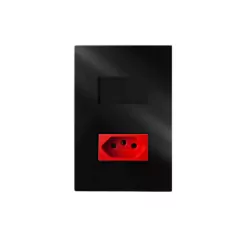 CONJ 1 INTERRUPTOR PARALELO + 1 TOMADA 20A VERMELHA RECTA GLOSS BLACK BLUX 4X2 - comprar online