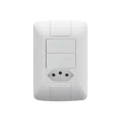CONJ 2 INTERRUPTORES SIMPLES + 1 TOMADA 10A ARIA BRANCA TRAMONTINA - comprar online