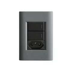 CJ 2 INTERRUPTORES SIMPLES + 1 TOMADA DE 20A GIZ TITÂNIO COM GRAFITE TRAMONTINA - comprar online