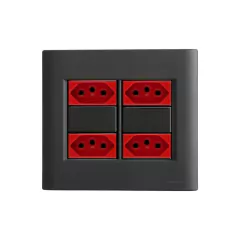 CONJ 4 TOMADAS 20A VERMELHA 4X4 GIZ BLACK COM GRAFITE TRAMONTINA - comprar online