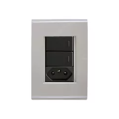 CJ 2 INTERRUPTORES SIMPLES + TOMADA DE 20A LIZ FENDI GRAFITE TRAMONTINA - comprar online