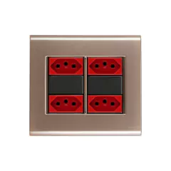 CONJ 4 TOMADAS 20A VERMELHA 4X4 LIZ OURO VELHO COM GRAFITE TRAMONTINA - comprar online