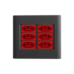 CONJ 6 TOMADAS 20A VERMELHA 4X4 GIZ BLACK COM GRAFITE TRAMONTINA - comprar online